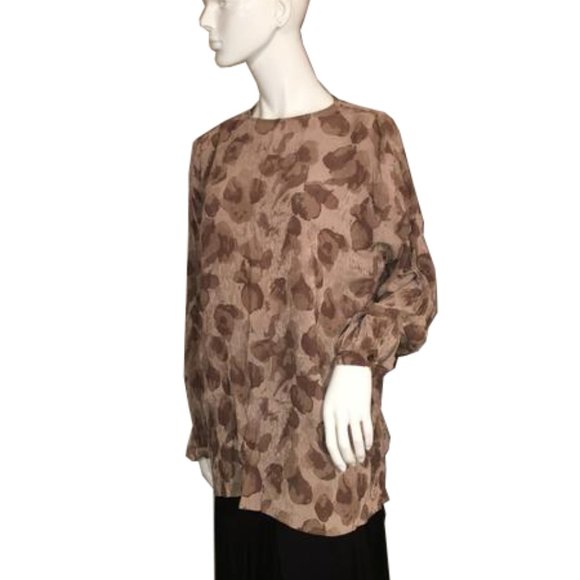 ARMANI Womens Gray Sheer Crossover Front Plaid Cuffed Sleeve Top